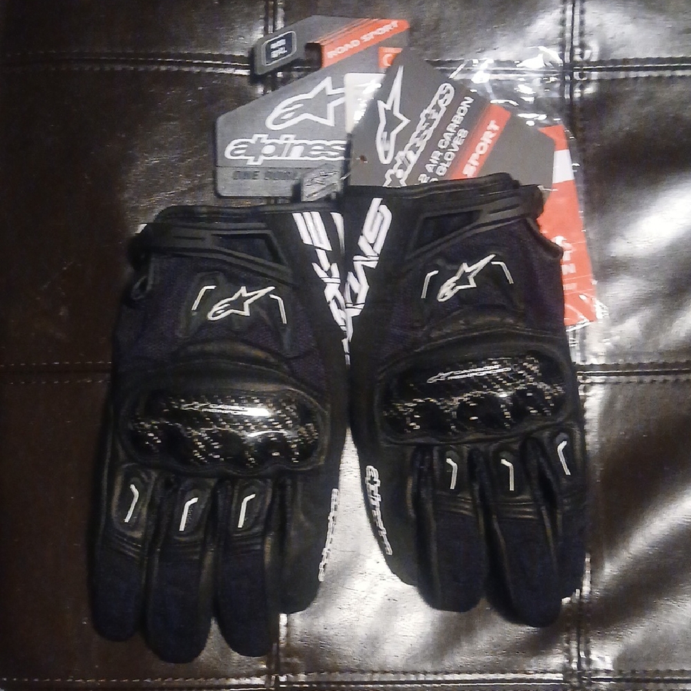 Alpinestars Black and White Motorcycle Gloves